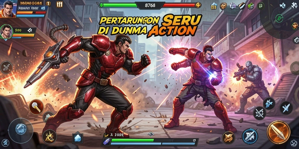 Gameplay seru dalam 8768 yang menampilkan pertarungan intens.