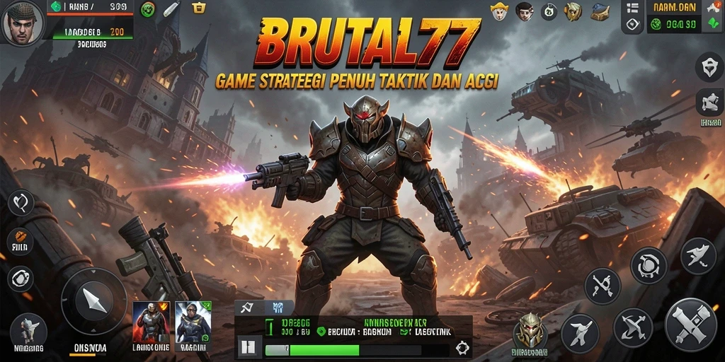 Screenshot gameplay BRUTAL77 yang menampilkan taktik dan aksi dalam pertempuran.