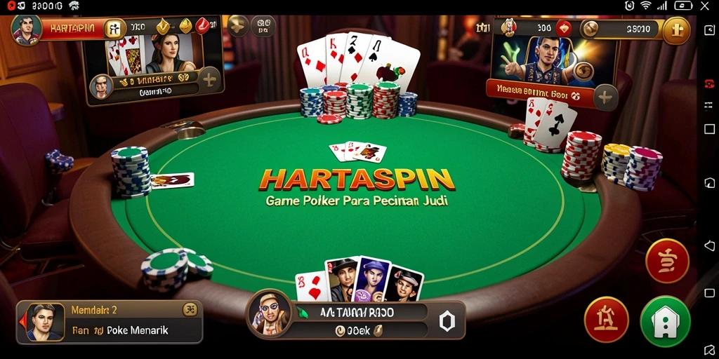 Gameplay HARTASPIN menampilkan suasana permainan Poker yang intens.