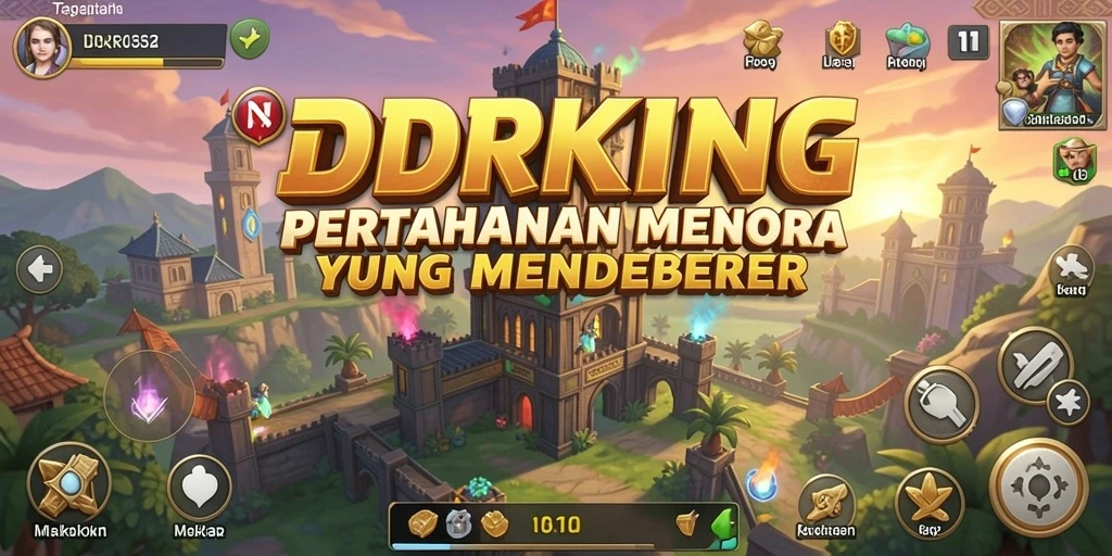 Screenshot menunjukkan gameplay menara pertahanan yang seru dan menantang.