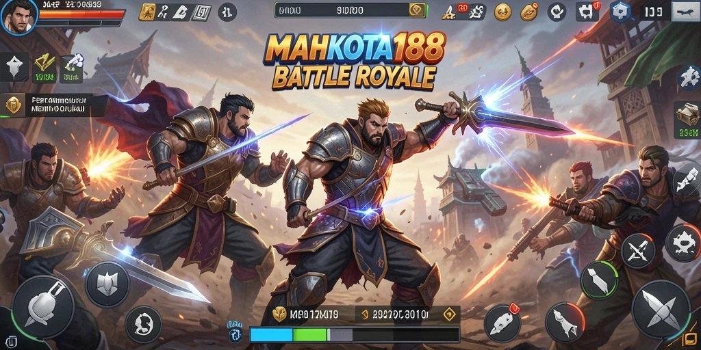 Tampilan gameplay seru di MAHKOTA188 saat bertarung dalam Battle Royale.