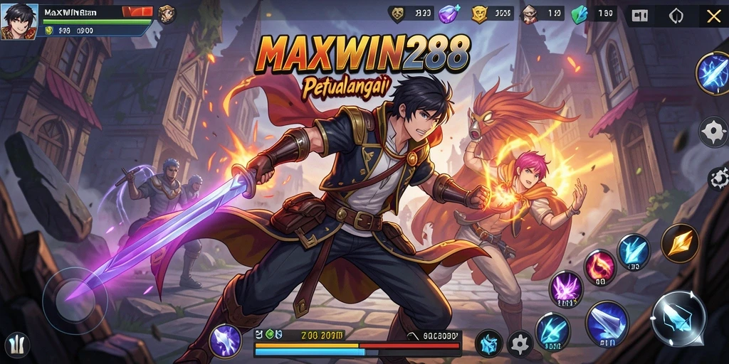 Screenshot MAXWIN288 menampilkan pertarungan karakter anime yang seru.