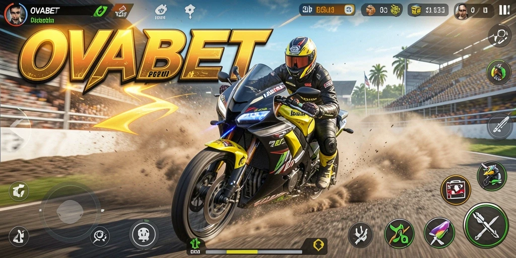 Tampilan gameplay balapan motor yang seru dan menegangkan.