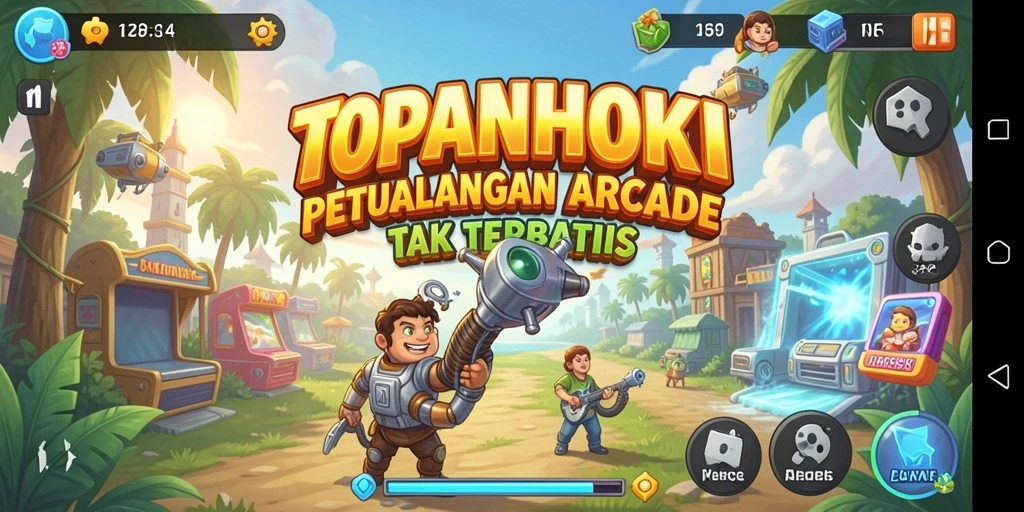 Tampilan gameplay seru dalam TOPANHOKI dengan efek visual menarik.