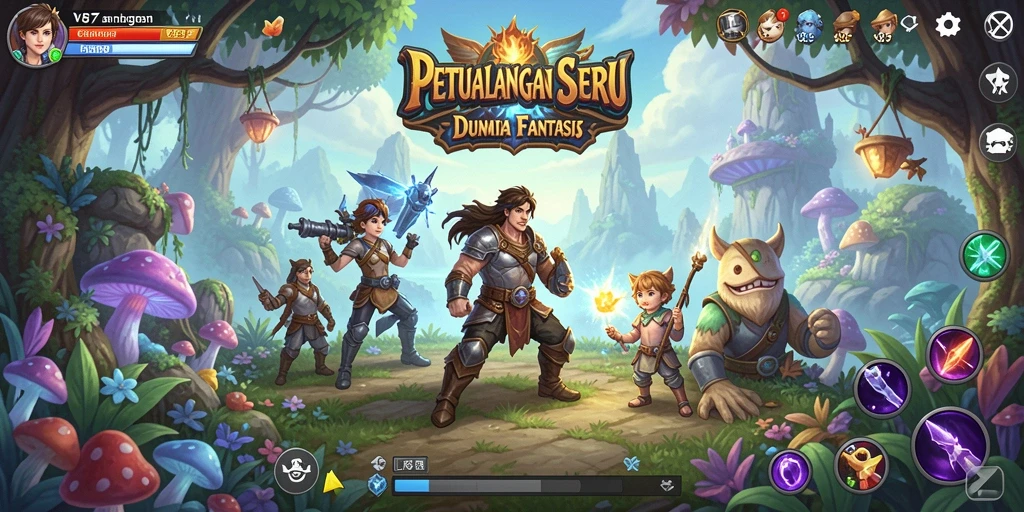 Gameplay seru V87 dalam dunia petualangan yang menakjubkan.
